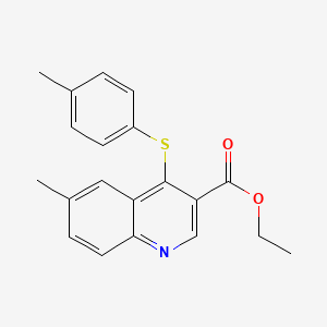 molecular formula C20H19NO2S B2655045 Ethyl 6-methyl-4-[(4-methylphenyl)sulfanyl]-3-quinolinecarboxylate CAS No. 477847-16-8