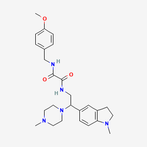 N1-(4-methoxybenzyl)-N2-(2-(1-methylindolin-5-yl)-2-(4-methylpiperazin-1-yl)ethyl)oxalamide