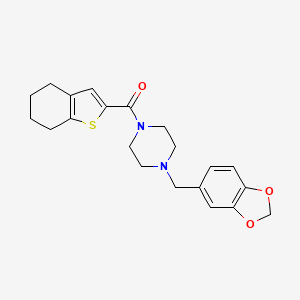 molecular formula C21H24N2O3S B2655050 [4-(1,3-Benzodioxol-5-ylmethyl)piperazin-1-yl](4,5,6,7-tetrahydro-1-benzothiophen-2-yl)methanone CAS No. 438032-28-1
