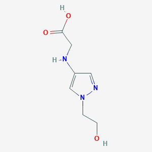 molecular formula C7H11N3O3 B2655053 2-[[1-(2-Hydroxyethyl)pyrazol-4-yl]amino]acetic acid CAS No. 2247206-69-3