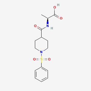 molecular formula C15H20N2O5S B2655057 (S)-2-(1-(Phenylsulfonyl)piperidine-4-carboxamido)propanoic acid CAS No. 1212202-69-1
