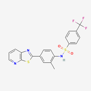 molecular formula C20H14F3N3O2S2 B2655070 N-(2-methyl-4-(thiazolo[5,4-b]pyridin-2-yl)phenyl)-4-(trifluoromethyl)benzenesulfonamide CAS No. 2309613-86-1