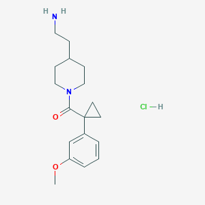 molecular formula C18H27ClN2O2 B2655073 [4-(2-Aminoethyl)piperidin-1-yl]-[1-(3-methoxyphenyl)cyclopropyl]methanone;hydrochloride CAS No. 2418680-72-3