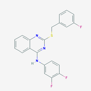 molecular formula C21H14F3N3S B2655088 N-(3,4-difluorophenyl)-2-[(3-fluorophenyl)methylsulfanyl]quinazolin-4-amine CAS No. 688356-02-7