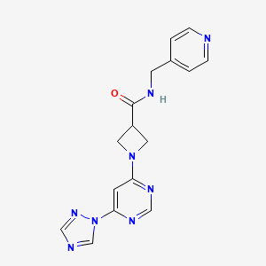 molecular formula C16H16N8O B2655098 1-(6-(1H-1,2,4-triazol-1-yl)pyrimidin-4-yl)-N-(pyridin-4-ylmethyl)azetidine-3-carboxamide CAS No. 2034366-94-2