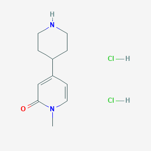 molecular formula C11H18Cl2N2O B2655101 二盐酸1-甲基-4-(4-哌啶基)-2(1H)-吡啶酮 CAS No. 2169998-43-8