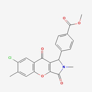 molecular formula C21H16ClNO5 B2655102 4-(7-氯-2,6-二甲基-3,9-二氧代-1,2,3,9-四氢色烯并[2,3-c]吡咯-1-基)苯甲酸甲酯 CAS No. 886156-64-5