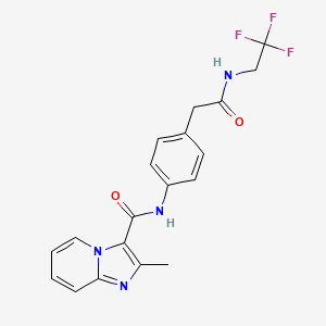 molecular formula C19H17F3N4O2 B2655105 2-甲基-N-(4-(2-氧代-2-((2,2,2-三氟乙基)氨基)乙基)苯基)咪唑并[1,2-a]吡啶-3-甲酰胺 CAS No. 1323696-29-2