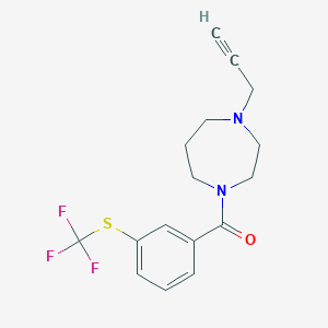 molecular formula C16H17F3N2OS B2655114 1-(Prop-2-yn-1-yl)-4-{3-[(trifluoromethyl)sulfanyl]benzoyl}-1,4-diazepane CAS No. 2094524-26-0