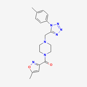 molecular formula C18H21N7O2 B2655116 (5-methylisoxazol-3-yl)(4-((1-(p-tolyl)-1H-tetrazol-5-yl)methyl)piperazin-1-yl)methanone CAS No. 1049425-14-0