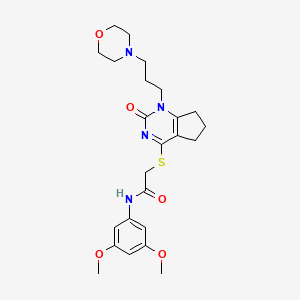 molecular formula C24H32N4O5S B2655117 N-(3,5-二甲氧基苯基)-2-((1-(3-吗啉丙基)-2-氧代-2,5,6,7-四氢-1H-环戊[d]嘧啶-4-基)硫代)乙酰胺 CAS No. 898445-18-6