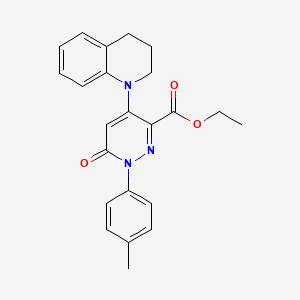 molecular formula C23H23N3O3 B2655118 ethyl 4-(3,4-dihydroquinolin-1(2H)-yl)-1-(4-methylphenyl)-6-oxo-1,6-dihydropyridazine-3-carboxylate CAS No. 922015-86-9