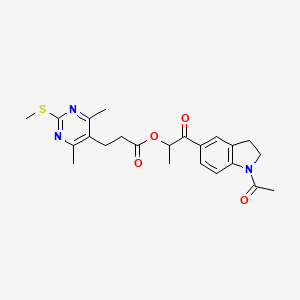 1-(1-acetyl-2,3-dihydro-1H-indol-5-yl)-1-oxopropan-2-yl 3-[4,6-dimethyl-2-(methylsulfanyl)pyrimidin-5-yl]propanoate