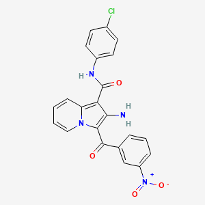 molecular formula C22H15ClN4O4 B2655121 2-氨基-N-(4-氯苯基)-3-(3-硝基苯甲酰)吲哚并[1,2-b]异喹啉-1-甲酰胺 CAS No. 903344-12-7