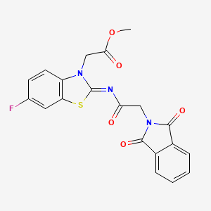molecular formula C20H14FN3O5S B2655123 (Z)-methyl 2-(2-((2-(1,3-dioxoisoindolin-2-yl)acetyl)imino)-6-fluorobenzo[d]thiazol-3(2H)-yl)acetate CAS No. 865198-17-0