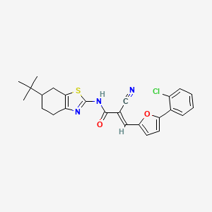 molecular formula C25H24ClN3O2S B2655125 (E)-N-(6-tert-butyl-4,5,6,7-tetrahydro-1,3-benzothiazol-2-yl)-3-[5-(2-chlorophenyl)furan-2-yl]-2-cyanoprop-2-enamide CAS No. 717118-90-6