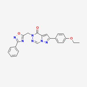 molecular formula C22H18N6O3 B2655128 8-(4-乙氧基苯基)-1-((3-苯基-1,2,4-恶二唑-5-基)甲基)吡唑并[1,5-d][1,2,4]三嗪酮 CAS No. 1215505-18-2