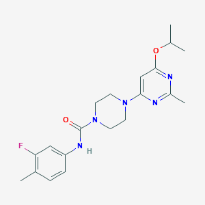 molecular formula C20H26FN5O2 B2655129 N-(3-氟-4-甲基苯基)-4-(6-异丙氧基-2-甲基嘧啶-4-基)哌嗪-1-甲酰胺 CAS No. 946249-64-5