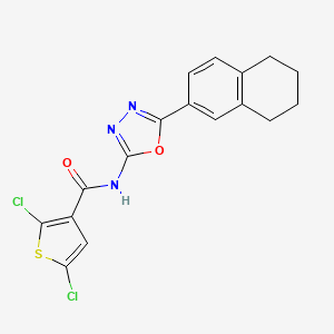 molecular formula C17H13Cl2N3O2S B2655134 2,5-dichloro-N-(5-(5,6,7,8-tetrahydronaphthalen-2-yl)-1,3,4-oxadiazol-2-yl)thiophene-3-carboxamide CAS No. 851096-00-9