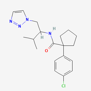molecular formula C19H25ClN4O B2655135 1-(4-chlorophenyl)-N-(3-methyl-1-(1H-1,2,3-triazol-1-yl)butan-2-yl)cyclopentanecarboxamide CAS No. 2034561-72-1