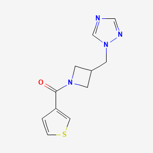 molecular formula C11H12N4OS B2655139 (3-((1H-1,2,4-triazol-1-yl)methyl)azetidin-1-yl)(thiophen-3-yl)methanone CAS No. 2320680-54-2