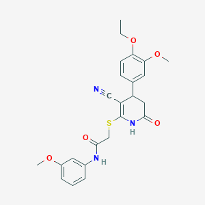 molecular formula C24H25N3O5S B265514 2-{[3-cyano-4-(4-ethoxy-3-methoxyphenyl)-6-oxo-1,4,5,6-tetrahydro-2-pyridinyl]sulfanyl}-N-(3-methoxyphenyl)acetamide 