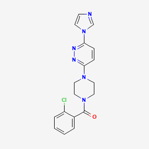 molecular formula C18H17ClN6O B2655142 (4-(6-(1H-imidazol-1-yl)pyridazin-3-yl)piperazin-1-yl)(2-chlorophenyl)methanone CAS No. 1704590-10-2