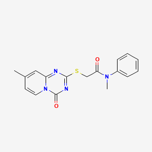 molecular formula C17H16N4O2S B2655147 N-甲基-2-(8-甲基-4-氧代吡啶并[1,2-a][1,3,5]三嗪-2-基)硫代-N-苯基乙酰胺 CAS No. 896335-57-2