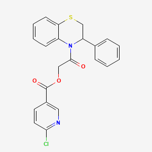 molecular formula C22H17ClN2O3S B2655150 2-oxo-2-(3-phenyl-3,4-dihydro-2H-1,4-benzothiazin-4-yl)ethyl 6-chloropyridine-3-carboxylate CAS No. 871661-00-6