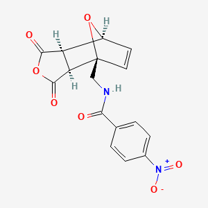 molecular formula C16H12N2O7 B2655152 N-{[(1R,2S,6R,7S)-3,5-二氧代-4,10-二氧杂三环[5.2.1.0^{2,6}]癸-8-烯-1-基]甲基}-4-硝基苯甲酰胺 CAS No. 1418113-87-7