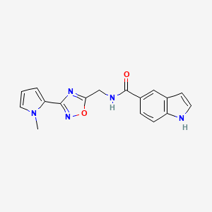 molecular formula C17H15N5O2 B2655159 N-((3-(1-methyl-1H-pyrrol-2-yl)-1,2,4-oxadiazol-5-yl)methyl)-1H-indole-5-carboxamide CAS No. 2034509-38-9