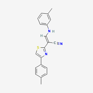 molecular formula C20H17N3S B2655168 (E)-2-(4-(p-tolyl)thiazol-2-yl)-3-(m-tolylamino)acrylonitrile CAS No. 1322025-10-4