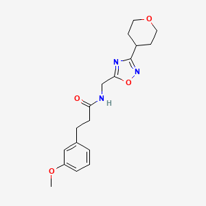 molecular formula C18H23N3O4 B2655169 3-(3-methoxyphenyl)-N-((3-(tetrahydro-2H-pyran-4-yl)-1,2,4-oxadiazol-5-yl)methyl)propanamide CAS No. 2034378-84-0