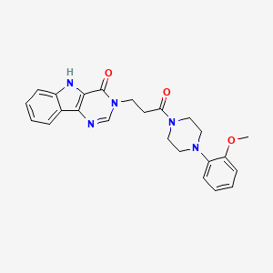 molecular formula C24H25N5O3 B2655179 3-(3-(4-(2-methoxyphenyl)piperazin-1-yl)-3-oxopropyl)-3H-pyrimido[5,4-b]indol-4(5H)-one CAS No. 1105228-26-9