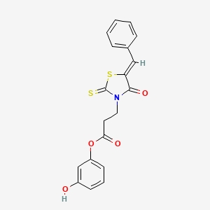 molecular formula C19H15NO4S2 B2655180 (Z)-3-hydroxyphenyl 3-(5-benzylidene-4-oxo-2-thioxothiazolidin-3-yl)propanoate CAS No. 941897-96-7
