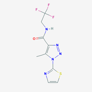 molecular formula C9H8F3N5OS B2655181 5-methyl-1-(thiazol-2-yl)-N-(2,2,2-trifluoroethyl)-1H-1,2,3-triazole-4-carboxamide CAS No. 1251560-70-9