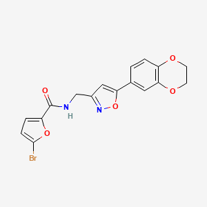 molecular formula C17H13BrN2O5 B2655197 5-溴-N-((5-(2,3-二氢苯并[b][1,4]二氧杂环-6-基)异恶唑-3-基)甲基)呋喃-2-甲酰胺 CAS No. 1207060-01-2