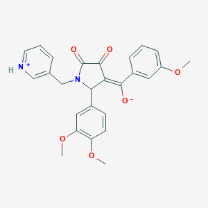 molecular formula C26H24N2O6 B265520 (E)-[2-(3,4-dimethoxyphenyl)-4,5-dioxo-1-(pyridinium-3-ylmethyl)pyrrolidin-3-ylidene](3-methoxyphenyl)methanolate 