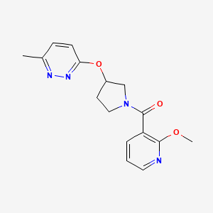 molecular formula C16H18N4O3 B2655203 (2-甲氧基吡啶-3-基)(3-((6-甲基吡哒嗪-3-基)氧代)吡咯烷-1-基)甲苯酮 CAS No. 2034210-41-6