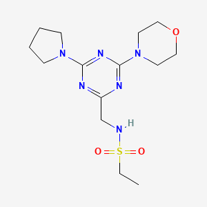molecular formula C14H24N6O3S B2655224 N-((4-morpholino-6-(pyrrolidin-1-yl)-1,3,5-triazin-2-yl)methyl)ethanesulfonamide CAS No. 2034409-50-0