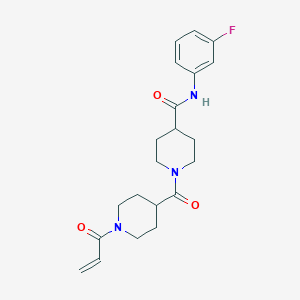 molecular formula C21H26FN3O3 B2655228 N-(3-Fluorophenyl)-1-(1-prop-2-enoylpiperidine-4-carbonyl)piperidine-4-carboxamide CAS No. 2361876-69-7