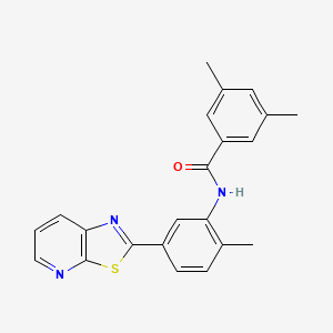 molecular formula C22H19N3OS B2655230 3,5-dimethyl-N-(2-methyl-5-(thiazolo[5,4-b]pyridin-2-yl)phenyl)benzamide CAS No. 863594-12-1