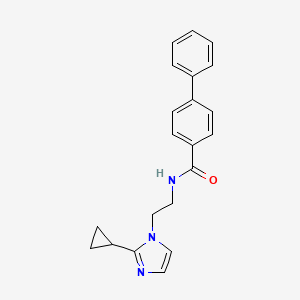 molecular formula C21H21N3O B2655231 N-(2-(2-环丙基-1H-咪唑-1-基)乙基)-[1,1'-联苯]-4-甲酰胺 CAS No. 2034451-75-5