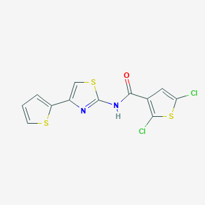 molecular formula C12H6Cl2N2OS3 B2655243 2,5-dichloro-N-(4-(thiophen-2-yl)thiazol-2-yl)thiophene-3-carboxamide CAS No. 394228-01-4