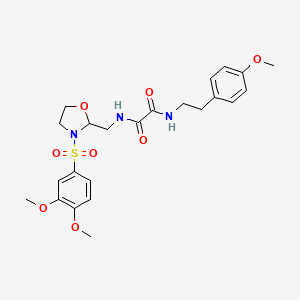 molecular formula C23H29N3O8S B2655250 N1-((3-((3,4-dimethoxyphenyl)sulfonyl)oxazolidin-2-yl)methyl)-N2-(4-methoxyphenethyl)oxalamide CAS No. 868983-27-1