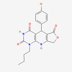 molecular formula C19H18BrN3O4 B2655251 8-(4-Bromophenyl)-13-butyl-5-oxa-2,11,13-triazatricyclo[7.4.0.0^{3,7}]trideca-1(9),3(7)-diene-6,10,12-trione CAS No. 869465-37-2