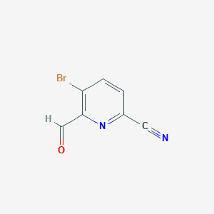 molecular formula C7H3BrN2O B2655253 5-Bromo-6-formylpyridine-2-carbonitrile CAS No. 1289159-20-1