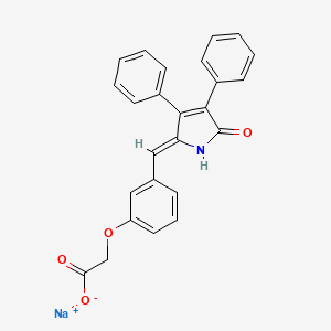 molecular formula C25H18NNaO4 B2655255 sodium (Z)-2-(3-((5-oxo-3,4-diphenyl-1H-pyrrol-2(5H)-ylidene)methyl)phenyloxo-3,4-diphenyl-1H-pyrrol-2(5H)-ylidene)methyl)phenoxy)acetate CAS No. 1202075-60-2