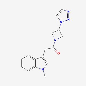 molecular formula C16H17N5O B2655273 1-(3-(1H-1,2,3-triazol-1-yl)azetidin-1-yl)-2-(1-methyl-1H-indol-3-yl)ethanone CAS No. 2034306-75-5
