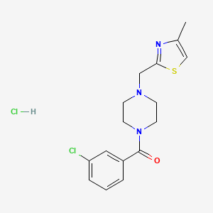 molecular formula C16H19Cl2N3OS B2655278 (3-Chlorophenyl)(4-((4-methylthiazol-2-yl)methyl)piperazin-1-yl)methanone hydrochloride CAS No. 1323583-16-9
